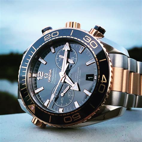 omega seamaster planet ocean chronograph gold|omega planet ocean gmt price.